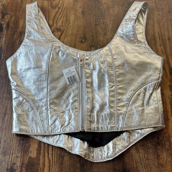 NWT Boot Barn Understated Leather metallic Mustang silver bustier coreset S - Picture 6 of 11